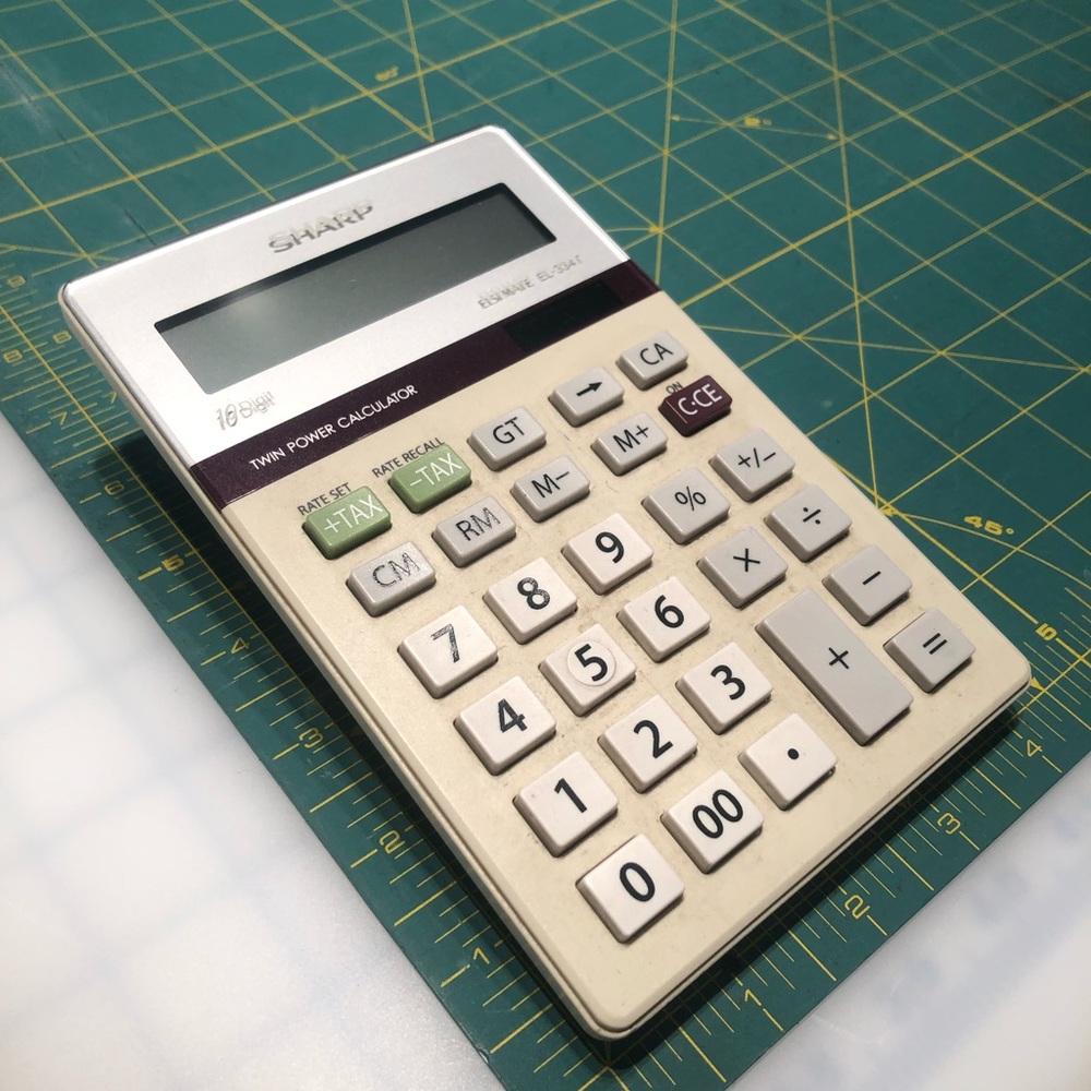 SHARP Elsimate EL-334T 10 digit TAX Calculator Twin Power Solar Calculator VTG